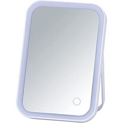 WENKO Miroir sur pied LED Arizona avec éclairage LED, miroir de maquillage orientable, maquillage et rasage, fonction tactile à intensité variable 4 x 22 x 15 cm WENKO Miroir sur pied LED Arizona avec éclairage LED, miroir de maquillage orientable, maquillage et rasage, fonction tactile à intensité variable 4 x 22 x 15 cm