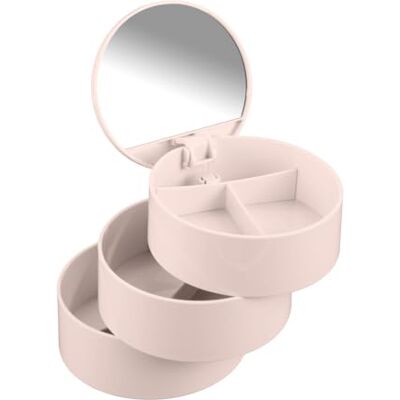 WENKO 22656100 Tour cosmétique, 3 Compartiments avec Miroir, Plastique, Rose, Ø: 13 x 14 cm WENKO 22656100 Tour cosmétique, 3 Compartiments avec Miroir, Plastique, Rose, Ø: 13 x 14 cm