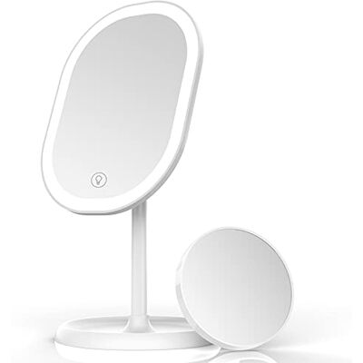 Aidodo Miroir à Maquillage LED, Miroir Grossissant 5X Détachable, Réglage d’Éclairage Smart und Recharge USB, Miroir de Table Pliable à 180 °, Cadeau Parfait pour Un Ami Aidodo Miroir à Maquillage LED, Miroir Grossissant 5X Détachable, Réglage d’Éclairage Smart und Recharge USB, Miroir de Table Pliable à 180 °, Cadeau Parfait pour Un Ami
