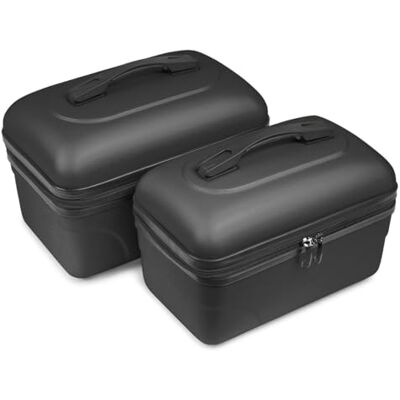 KINSTON Set de 2 Grands Vanity – Vanity Case Rigide Trousse de Toilette Cosmétiques, Rigide avec Poignée, Organisateur de Voyage Grande capacité (Noir) KINSTON Set de 2 Grands Vanity – Vanity Case Rigide Trousse de Toilette Cosmétiques, Rigide avec Poignée, Organisateur de Voyage Grande capacité (Noir)