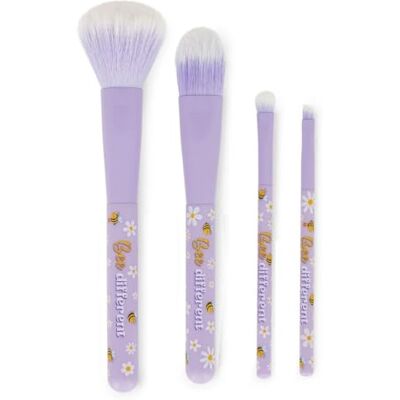 Legami – Lot de 4 pinceaux de maquillage, Oh My Glow! Thème Bee, comprend des pinceaux pour poudre, fond de teint, ombre à paupières et eye-liner, 100% vegan, format voyage Legami – Lot de 4 pinceaux de maquillage, Oh My Glow! Thème Bee, comprend des pinceaux pour poudre, fond de teint, ombre à paupières et eye-liner, 100% vegan, format voyage