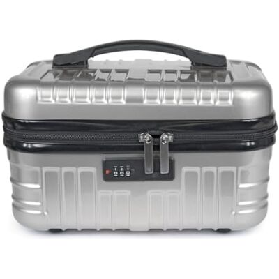 KINSTON Vanity Case Rigide Trousse de Toilette Voyage Cosmétiques Code Rigide avec Poignet Grande capacité Argent KINSTON Vanity Case Rigide Trousse de Toilette Voyage Cosmétiques Code Rigide avec Poignet Grande capacité Argent