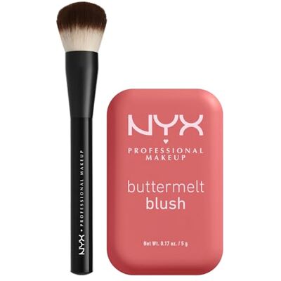 NYX PROFESSIONAL MAKEUP Buttermelt Blush en poudre 09 Feeling Butta avec beurre mangue amande et karité + pinceau visage Pro Brush Buffing avec poils arrondis Lot de 2 NYX PROFESSIONAL MAKEUP Buttermelt Blush en poudre 09 Feeling Butta avec beurre mangue amande et karité + pinceau visage Pro Brush Buffing avec poils arrondis Lot de 2