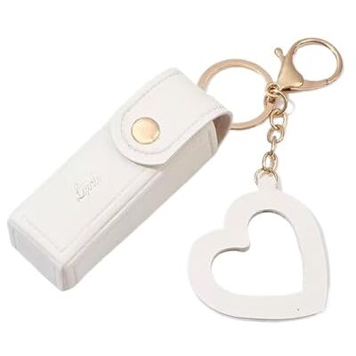 NDSJAIE Étui de protection portable en cuir pour rouge à lèvres, maquillage, baume à lèvres, porte-clés, rouge à lèvres avec miroir, blanc, One Size NDSJAIE Étui de protection portable en cuir pour rouge à lèvres, maquillage, baume à lèvres, porte-clés, rouge à lèvres avec miroir, blanc, One Size