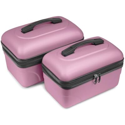 KINSTON Set de 2 Grands Vanity – Vanity Case Rigide Trousse de Toilette Cosmétiques, Rigide avec Poignée, Organisateur de Voyage Grande capacité (Rose) KINSTON Set de 2 Grands Vanity – Vanity Case Rigide Trousse de Toilette Cosmétiques, Rigide avec Poignée, Organisateur de Voyage Grande capacité (Rose)