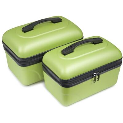 KINSTON Set de 2 Grands Vanity – Vanity Case Rigide Trousse de Toilette Cosmétiques, Rigide avec Poignée, Organisateur de Voyage Grande capacité (Vert) KINSTON Set de 2 Grands Vanity – Vanity Case Rigide Trousse de Toilette Cosmétiques, Rigide avec Poignée, Organisateur de Voyage Grande capacité (Vert)
