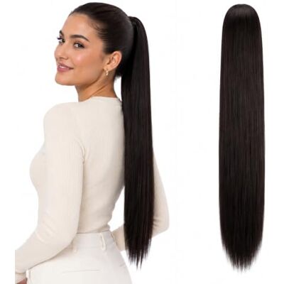 CAISHA Postiche 65cm Extensions En cheveux Synthétiques Lisse Tresse avec Cordon De Serrage Marron Foncé PH602 CAISHA Postiche 65cm Extensions En cheveux Synthétiques Lisse Tresse avec Cordon De Serrage Marron Foncé PH602