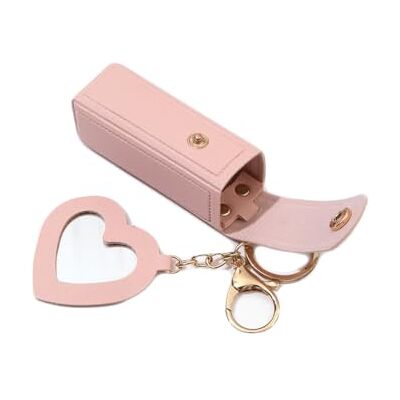 ARFUKA Porte-rouge à lèvres avec miroir pour baume à lèvres Mini sac de voyage avec porte-clés Rose, rose, Classique ARFUKA Porte-rouge à lèvres avec miroir pour baume à lèvres Mini sac de voyage avec porte-clés Rose, rose, Classique