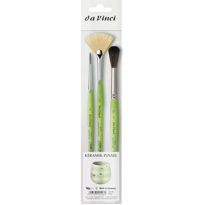 da Vinci Lot de 3 pinceaux en céramique Pinceau rond, pinceau éventail et brosse à franges de la série FIT da Vinci Lot de 3 pinceaux en céramique Pinceau rond, pinceau éventail et brosse à franges de la série FIT