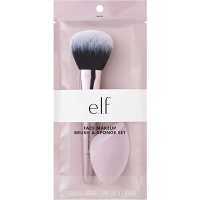 e.l.f. Complexion Brush & Sponge Duo, 2-Step Face Sponge & Makeup Brush Kit For Creating A Flawless Complexion, Vegan & Cruelty-Free e.l.f. Complexion Brush & Sponge Duo, 2-Step Face Sponge & Makeup Brush Kit For Creating A Flawless Complexion, Vegan & Cruelty-Free