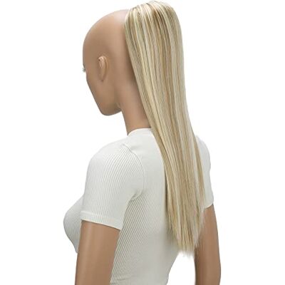 CAISHA Postiche Droit 55cm Tresse Avec Cordon De Serrage Rallonges Queue De Cheval Mélange Blond PH515 CAISHA Postiche Droit 55cm Tresse Avec Cordon De Serrage Rallonges Queue De Cheval Mélange Blond PH515