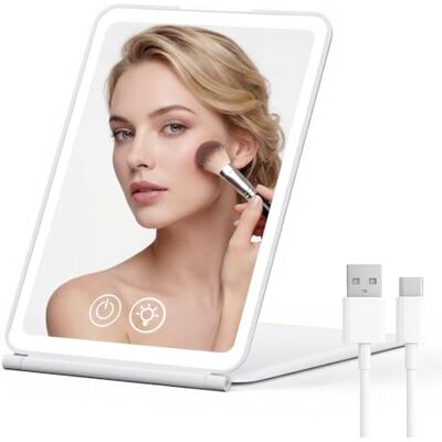 EYMUOBC Miroir de maquillage éclairé, miroir de maquillage portable, miroir pliable, adapté pour un usage domestique et en voyage EYMUOBC Miroir de maquillage éclairé, miroir de maquillage portable, miroir pliable, adapté pour un usage domestique et en voyage