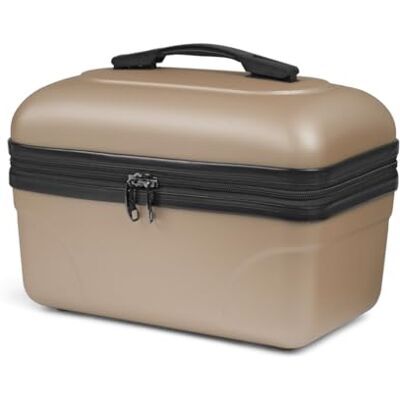 KINSTON Vanity Trousse de Toilette Cosmétiques, Rigide avec Poignée, Organisateur de Voyage, Boîte de Rangement Grande capacité (Champagne/Grand Modèle) KINSTON Vanity Trousse de Toilette Cosmétiques, Rigide avec Poignée, Organisateur de Voyage, Boîte de Rangement Grande capacité (Champagne/Grand Modèle)