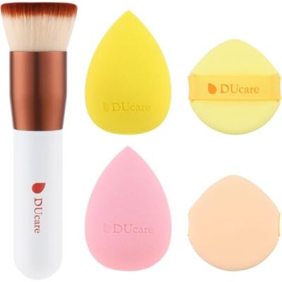 DUcare 4 pièces éponge de maquillage + Pinceau Fond de Teint Sans Latex pour Fond De Teint Poudre Crème Correcteur DUcare 4 pièces éponge de maquillage + Pinceau Fond de Teint Sans Latex pour Fond De Teint Poudre Crème Correcteur
