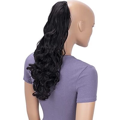 CAISHA 50cm Postiche Natte Queue De Cheval Extensions Avec 2 Bandes De Cheveux Bouclés Noir Rouge HC15-1 CAISHA 50cm Postiche Natte Queue De Cheval Extensions Avec 2 Bandes De Cheveux Bouclés Noir Rouge HC15-1