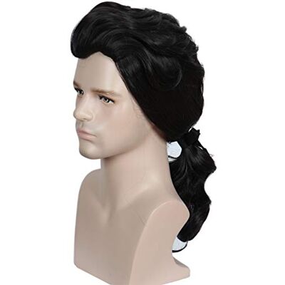 Linfairy Perruque noire pour homme colonial de taille moyenne, perruque de cheveux synthétiques résistants à la chaleur, parfaite pour Halloween, concerts, soirées à thème, mariages, rendez-vous Linfairy Perruque noire pour homme colonial de taille moyenne, perruque de cheveux synthétiques résistants à la chaleur, parfaite pour Halloween, concerts, soirées à thème, mariages, rendez-vous