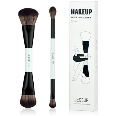 Jessup Pinceaux de Maquillage 2 Pièces Pinceau Fond de Teint Double Face Pinceau Contour Pinceau Mélange Yeux à Double Extrémité Pinceau Cosmétique Multifonctionnel Cyan Brillant T502 Jessup Pinceaux de Maquillage 2 Pièces Pinceau Fond de Teint Double Face Pinceau Contour Pinceau Mélange Yeux à Double Extrémité Pinceau Cosmétique Multifonctionnel Cyan Brillant T502