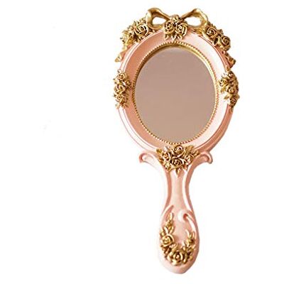 KABAKE Miroir à main vintage, miroir de maquillage compact or rose, cadeau pour maman, épouse, petite amie (rose) KABAKE Miroir à main vintage, miroir de maquillage compact or rose, cadeau pour maman, épouse, petite amie (rose)