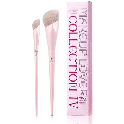 Jessup T497 Lot de 2 pinceaux de maquillage pour fond de teint et anti-cernes Rose Jessup T497 Lot de 2 pinceaux de maquillage pour fond de teint et anti-cernes Rose