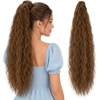 CAISHA 65cm Postiche Natte Queue De Cheval Extensions De Cheveux Volumineux Ondulé Marron Clair HCW103 CAISHA 65cm Postiche Natte Queue De Cheval Extensions De Cheveux Volumineux Ondulé Marron Clair HCW103