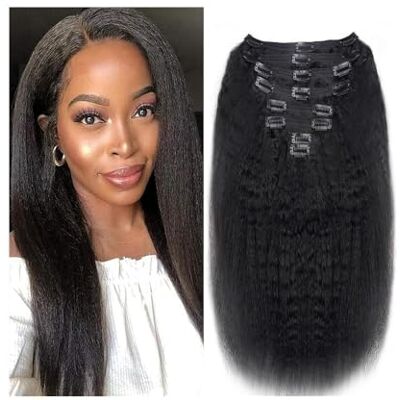 DTACBNEUZ Extensions de cheveux Clip droit crépus dans les extensions de cheveux for femmes noires vrais humains noir naturel 8 pièces 120g tête complète Yaki pince droite(10inches) DTACBNEUZ Extensions de cheveux Clip droit crépus dans les extensions de cheveux for femmes noires vrais humains noir naturel 8 pièces 120g tête complète Yaki pince droite(10inches)