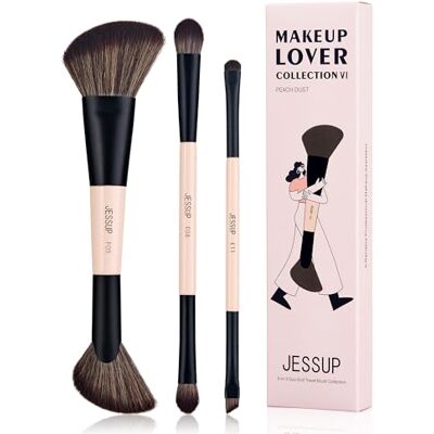 Jessup Set Pinceaux Maquillages Voyage, Lot 6-en-3 Pinceaux Maquillage Double Embout Contour et Pinceau à Paupières à Double Extrémité,Pinceau Eye-liner, Kit Pinceaux Multifonctions,Peach Dust T507 Jessup Set Pinceaux Maquillages Voyage, Lot 6-en-3 Pinceaux Maquillage Double Embout Contour et Pinceau à Paupières à Double Extrémité,Pinceau Eye-liner, Kit Pinceaux Multifonctions,Peach Dust T507