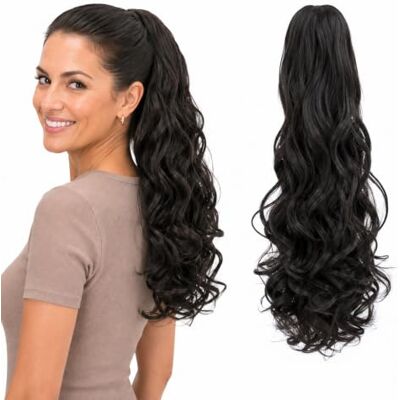 CAISHA 50cm Postiche Natte Queue De Cheval Extensions Avec 2 Bandes De Cheveux Bouclés Brun Chocolat HC8-1 CAISHA 50cm Postiche Natte Queue De Cheval Extensions Avec 2 Bandes De Cheveux Bouclés Brun Chocolat HC8-1