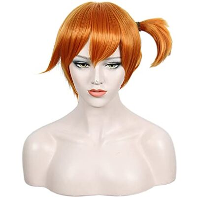 Linfairy Perruque courte orange pour Halloween, cosplay, costume pour femme Linfairy Perruque courte orange pour Halloween, cosplay, costume pour femme
