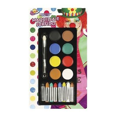 FIESTAS GUIRCA Guirca Palette de maquillage clown à eau avec applicateur, multicolore, 15394 FIESTAS GUIRCA Guirca Palette de maquillage clown à eau avec applicateur, multicolore, 15394