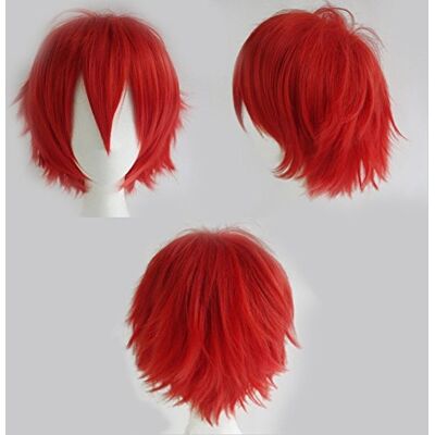 S-noilite 30cm Anime Cosplay Cheveux Bouclés Queue Pleine Perruques Perruque Courte Femmes Hommes Perruque Wig Costume fête Halloween Rouge S-noilite 30cm Anime Cosplay Cheveux Bouclés Queue Pleine Perruques Perruque Courte Femmes Hommes Perruque Wig Costume fête Halloween Rouge