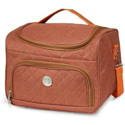 KINSTON Vanity avec Séparateurs Amovibles Trousse de Toilette Cosmétiques avec Compartiments et Poignée, Organisateur de Voyage à Suspendre, Sac de Rangement Grande capacité Orange KINSTON Vanity avec Séparateurs Amovibles Trousse de Toilette Cosmétiques avec Compartiments et Poignée, Organisateur de Voyage à Suspendre, Sac de Rangement Grande capacité Orange