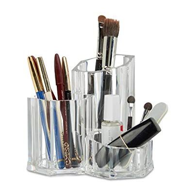 Relaxdays Porte-pinceaux pour maquillage organiseur cosmétique porte-brosse 3 pièces acrylique, transparent Relaxdays Porte-pinceaux pour maquillage organiseur cosmétique porte-brosse 3 pièces acrylique, transparent