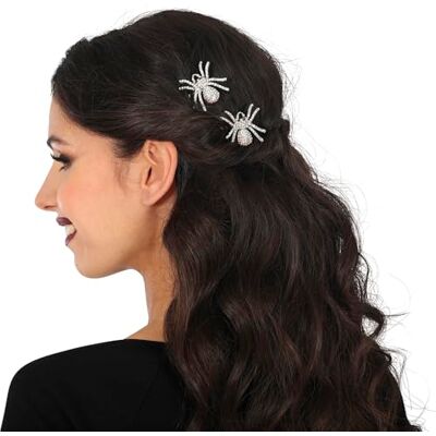 FIESTAS GUIRCA Lot de 2 pinces à cheveux avec araignées scintillantes argentées (7,5 cm) Accessoire pour déguisement d'Halloween et fêtes d'animaux Idéal pour les femmes adultes Perruques et FIESTAS GUIRCA Lot de 2 pinces à cheveux avec araignées scintillantes argentées (7,5 cm) Accessoire pour déguisement d'Halloween et fêtes d'animaux Idéal pour les femmes adultes Perruques et
