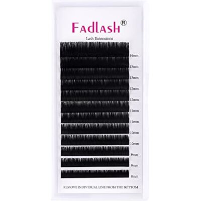 FADLASH Extensions de cils Matt 0,1 mm, courbe en D 8 à 14 mm, longueur mixte, cils individuels professionnels, Extension de cils individuels FADLASH Extensions de cils Matt 0,1 mm, courbe en D 8 à 14 mm, longueur mixte, cils individuels professionnels, Extension de cils individuels