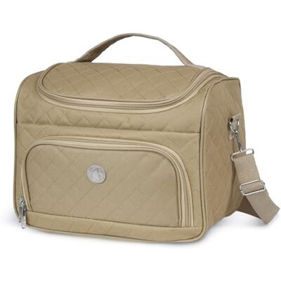 KINSTON Vanity avec Séparateurs Amovibles Trousse de Toilette Cosmétiques avec Compartiments et Poignée, Organisateur de Voyage à Suspendre, Sac de Rangement Grande capacité Taupe KINSTON Vanity avec Séparateurs Amovibles Trousse de Toilette Cosmétiques avec Compartiments et Poignée, Organisateur de Voyage à Suspendre, Sac de Rangement Grande capacité Taupe
