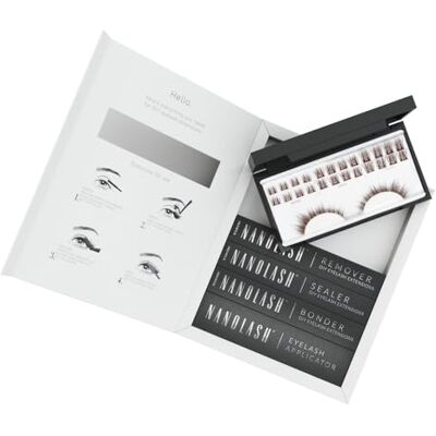 Nanolash Starter kit wimperextensions in cluster voor zelf verlenging thuis complete kit voor DIY wimper extensions, valse wimper in clusters (Bruin, DIVINE) Nanolash Starter kit wimperextensions in cluster voor zelf verlenging thuis complete kit voor DIY wimper extensions, valse wimper in clusters (Bruin, DIVINE)