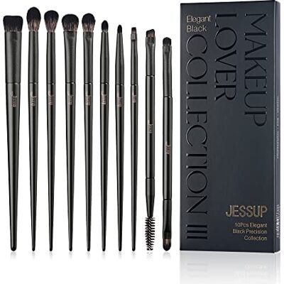 Jessup Pinceau Fard à Paupières Lot de 10pcsPinceaux Maquillages pour Yeux Professionnel pour Mélange, Correcteur, Estompage, Eyeliner et Sourcils Duo-end, Noir T337 Jessup Pinceau Fard à Paupières Lot de 10pcsPinceaux Maquillages pour Yeux Professionnel pour Mélange, Correcteur, Estompage, Eyeliner et Sourcils Duo-end, Noir T337