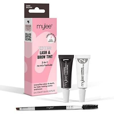 MYLEE Express Kit cils et sourcils (marron foncé), formule 2 en 1 sans mélange Teinte + Gel Developer + Pinceau Double Face Professionnel Cils et Sourcils Durable Semi Permanent MYLEE Express Kit cils et sourcils (marron foncé), formule 2 en 1 sans mélange Teinte + Gel Developer + Pinceau Double Face Professionnel Cils et Sourcils Durable Semi Permanent