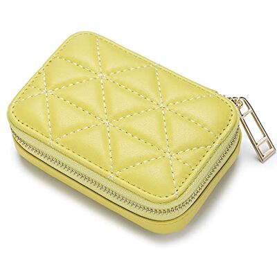 Aileder Trousse de rangement pour rouge à lèvres avec miroir en cuir véritable et fermeture éclair pour femme, jaune Aileder Trousse de rangement pour rouge à lèvres avec miroir en cuir véritable et fermeture éclair pour femme, jaune