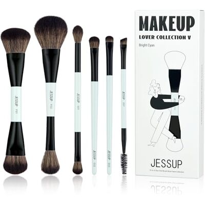 Jessup Pinceaux Maquillages Lot de 6pcs Double Embout Pinceau de Maquillage Visage et Yeux Pinceau Fond de Teint,Fard à Paupières,Contour,Rougir,Souligner,Mélange,Sourcil Brosse,Cyan Vif T501 Jessup Pinceaux Maquillages Lot de 6pcs Double Embout Pinceau de Maquillage Visage et Yeux Pinceau Fond de Teint,Fard à Paupières,Contour,Rougir,Souligner,Mélange,Sourcil Brosse,Cyan Vif T501
