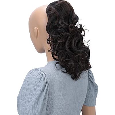 CAISHA Postiche 45 cm Extensions De Cheveux En Queue De Cheval Ondulé Fermeture Par Cordon Résistant à La Chaleur Marron PH21 CAISHA Postiche 45 cm Extensions De Cheveux En Queue De Cheval Ondulé Fermeture Par Cordon Résistant à La Chaleur Marron PH21