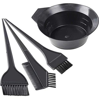 TRIXES Kit coloration cheveux 4 pcs – Bol & pinceau – Noir Pour l'application, les soins et la coloration – Bol mélangeur et pinceaux – Pour salon ou usage domestique TRIXES Kit coloration cheveux 4 pcs – Bol & pinceau – Noir Pour l'application, les soins et la coloration – Bol mélangeur et pinceaux – Pour salon ou usage domestique