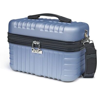 KINSTON Vanity Case Rigide à Bandoulière Trousse de Toilette Voyage Cosmétiques Rigide avec Poignet Organisateur de Voyage Boîte de Rangement Grande capacité Bleu KINSTON Vanity Case Rigide à Bandoulière Trousse de Toilette Voyage Cosmétiques Rigide avec Poignet Organisateur de Voyage Boîte de Rangement Grande capacité Bleu