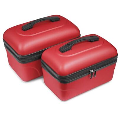 KINSTON Set de 2 Grands Vanity – Vanity Case Rigide Trousse de Toilette Cosmétiques, Rigide avec Poignée, Organisateur de Voyage Grande capacité (Rouge) KINSTON Set de 2 Grands Vanity – Vanity Case Rigide Trousse de Toilette Cosmétiques, Rigide avec Poignée, Organisateur de Voyage Grande capacité (Rouge)
