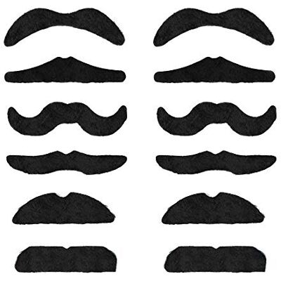 TRIXES Adhésif Moustache Colle sur Moustache Lot de 12 fausses moustaches adhésives différentes pour carnaval Perruques et postiches pour adultes TRIXES Adhésif Moustache Colle sur Moustache Lot de 12 fausses moustaches adhésives différentes pour carnaval Perruques et postiches pour adultes