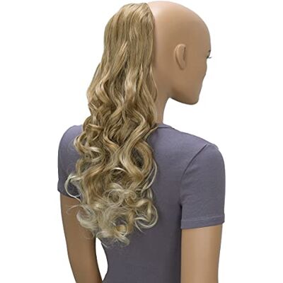 CAISHA 50cm Postiche Natte Queue De Cheval Extensions Avec 2 Bandes De Cheveux Bouclés Mélange Blond Foncé HC26-1 CAISHA 50cm Postiche Natte Queue De Cheval Extensions Avec 2 Bandes De Cheveux Bouclés Mélange Blond Foncé HC26-1
