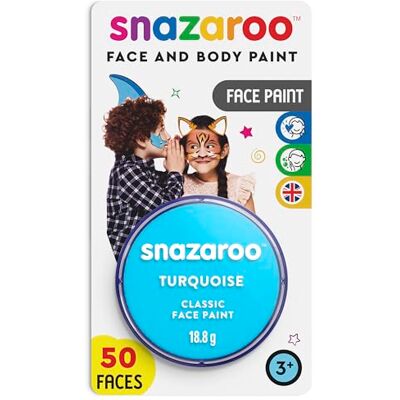 Snazaroo Peinture Pour Visage et le Corps, Maquillage Pour Visage et Déguisement, Pour Enfants et Adults,Fard Blister 18 ML, Couleur Turquoise Snazaroo Peinture Pour Visage et le Corps, Maquillage Pour Visage et Déguisement, Pour Enfants et Adults,Fard Blister 18 ML, Couleur Turquoise