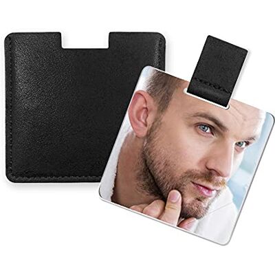 Fixleren Miroir de poche ultra fin en acier inoxydable incassable avec étui en cuir PU, facile à transporter, léger et adapté pour le maquillage, le camping, les voyages (noir) Fixleren Miroir de poche ultra fin en acier inoxydable incassable avec étui en cuir PU, facile à transporter, léger et adapté pour le maquillage, le camping, les voyages (noir)