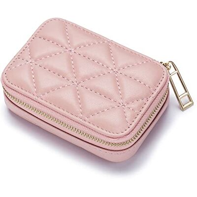 Aileder Trousse de rangement pour rouge à lèvres avec miroir en cuir véritable et fermeture éclair pour femme, rose Aileder Trousse de rangement pour rouge à lèvres avec miroir en cuir véritable et fermeture éclair pour femme, rose