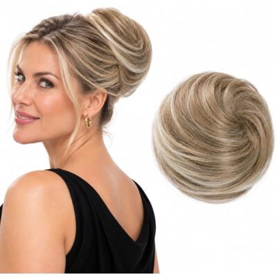 CAISHA Chignon Postiche Natte Hepburn-Bun Choucho Avoir Les Cheveux Relevés Mélange Blond Foncé DC18 CAISHA Chignon Postiche Natte Hepburn-Bun Choucho Avoir Les Cheveux Relevés Mélange Blond Foncé DC18